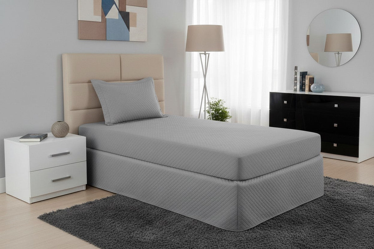Maison Charlo Waterproof Quilted Single Mattress Protector – Gray – 1 Piece