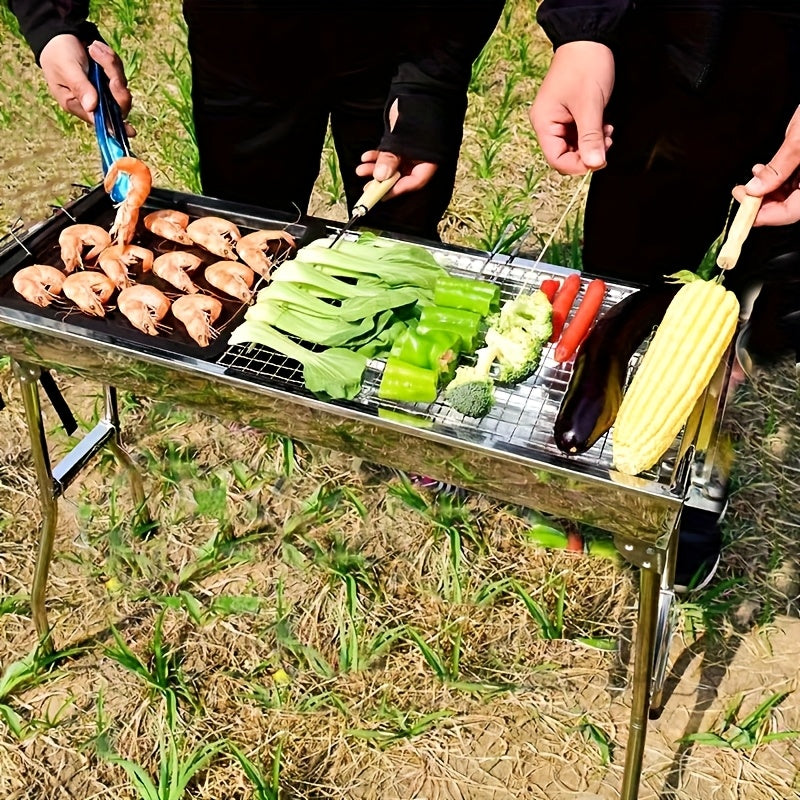 Stainless Steel Portable BBQ Grill Set (4pcs)